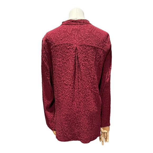 Vintage URU textured blouse with Mandarin band collar size medium - Picture 8 of 16